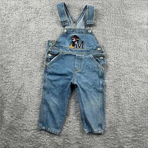 Vintage 90s Disney Kids Denim Mickey Mouse Overalls Baby Toddler  Size 2T